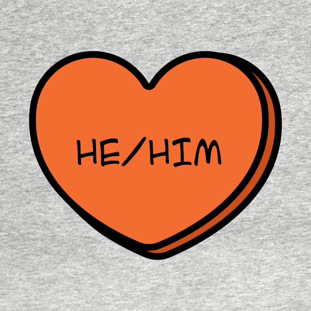 Pronoun He/Him Conversation Heart in Orange by Art Additive